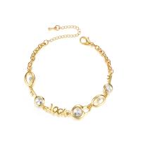 Cubic Zirconia Zinc Alloy Bracelet, with 55mm extender chain, gold color plated, micro pave cubic zirconia & for woman Approx 6.18 Inch 