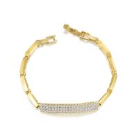 Bracelet en alliage Zircon Zinc, alliage de zinc, Placage de couleur d'or, pavé de micro zircon & pour femme Environ 6.18 pouce, Vendu par brin