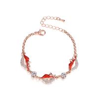 Bracelet en alliage Zircon Zinc, alliage de zinc, avec 55mm chaînes de rallonge, lèvre, Plaqué de couleur d'or rose, pavé de micro zircon & pour femme Environ 6.18 pouce, Vendu par brin