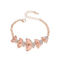 Bracelet en alliage Zircon Zinc, alliage de zinc, avec 55mm chaînes de rallonge, papillon, Plaqué de couleur d'or rose, pavé de micro zircon & pour femme Environ 6.18 pouce, Vendu par brin