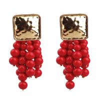 Zinc Alloy Tassel Earring, with Acrylic, plated, for woman 