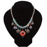 Zinc Alloy Necklace, with Acrylic, plated, lantern chain & for woman & with rhinestone Approx 18.1 Inch 