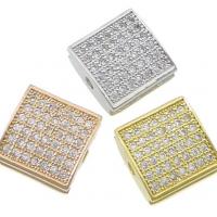 Cubic Zirconia Micro Pave Sterling Silver Bead, 925 Sterling Silver, Square, plated, Customized & micro pave cubic zirconia Approx 2mm 