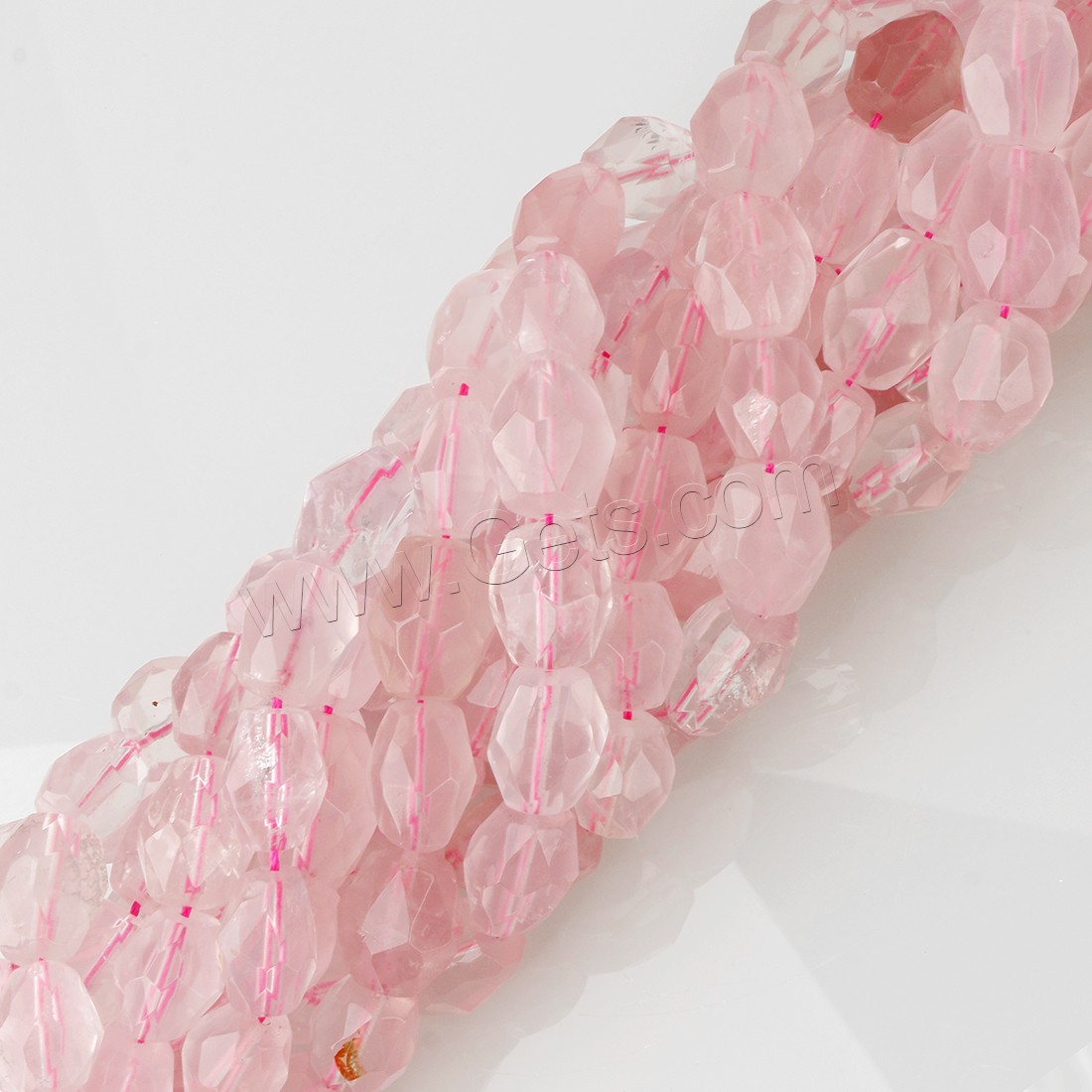 Madagaskar Rosenquarz Perle, Klumpen, natürlich, verschiedene Größen vorhanden & facettierte, Bohrung:ca. 0.5-1mm, Länge:ca. 16 ZollInch, verkauft von Strang