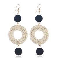 Brass Drop Earring, with Rattan, gold color plated & for woman, nickel, lead & cadmium free 