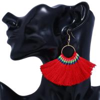 Brass Tassel Earring, with Nylon, gold color plated, for woman nickel, lead & cadmium free 