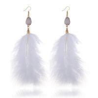 Brass Drop Earring, with Feather, Feather, gold color plated, for woman nickel, lead & cadmium free 