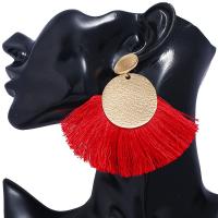 Brass Tassel Earring, with Nylon, gold color plated, for woman nickel, lead & cadmium free 