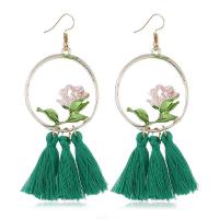 Brass Tassel Earring, with Nylon, plated, for woman & enamel nickel, lead & cadmium free 