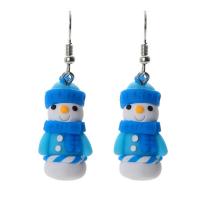 Brass Drop Earring, with Polymer Clay, Snowman, platinum color plated, for woman, nickel, lead & cadmium free 