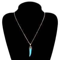 Brass Necklace, with Synthetic Turquoise, with 80mm extender chain, Pepper, plated, oval chain & for woman & with rhinestone nickel, lead & cadmium free, 50mm Approx 19.7 Inch 