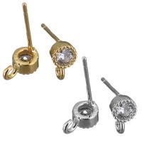 Brass Earring Drop Component, plated, with loop & micro pave cubic zirconia 0.8mm Approx 1mm 
