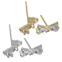 Brass Earring Drop Component, Bowknot, plated, with loop & with cubic zirconia 0.8mm Approx 1mm 