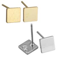 Brass Earring Drop Component,  Square, plated, with loop 0.8mm Approx 1mm 