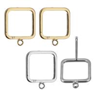 Brass Earring Drop Component, Rectangle, plated, with loop 0.8mm Approx 1.5mm 