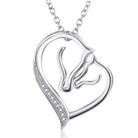 Sterling Silver Jewelry Necklace, 925 Sterling Silver, Heart, oval chain & for woman & with rhinestone 1.5mm Approx 18 Inch 
