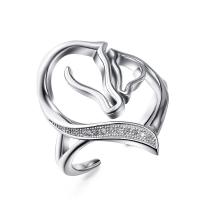 Sterling Silver Finger Ring, 925 Sterling Silver, for woman & with rhinestone, 22.5mm, US Ring 