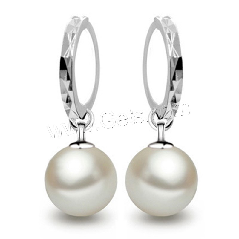 laiton Boucles d'oreilles pendantes Hoop Huggie, avec Plastique ABS perle, Plaqué de platine, normes différentes pour le choix & pour femme, protéger l'environnement, sans nickel, plomb et cadmium, Vendu par paire