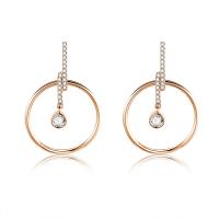 Cubic Zirconia Micro Pave Brass Earring, real rose gold plated, micro pave cubic zirconia & for woman 