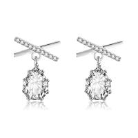 Cubic Zircon Brass Earring, platinum plated, for woman & with cubic zirconia 