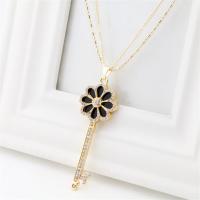 Zinc Alloy Sweater Necklace, with Resin, with 2inch extender chain, Key, gold color plated, Double Layer & adjustable & ball chain & for woman & with rhinestone Approx 30 Inch 