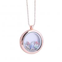 Zinc Alloy Sweater Necklace, with Glass, Round, plated, with photo locket & ball chain & for woman & with rhinestone 30mm Approx 28 Inch 