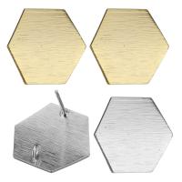 Brass Earring Drop Component, Hexagon, plated, with loop 0.8mm Approx 2mm 