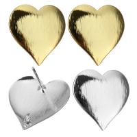 Brass Earring Drop Component, Heart, plated, with loop 0.8mm Approx 2mm 