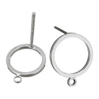 Brass Earring Drop Component, Donut, platinum plated, with loop 0.8mm Approx 1mm 