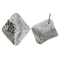 Brass Earring Drop Component, Rhombus, platinum plated, with loop 0.8mm Approx 2mm 