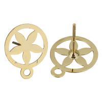 Brass Earring Drop Component, Flower, real gold plated, with loop 0.8mm Approx 1.5mm 