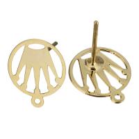 Brass Earring Drop Component, Donut, real gold plated, with loop 0.8mm Approx 1mm 