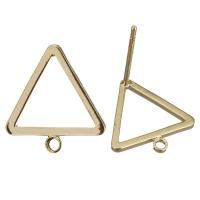 Componetes de Metal para Pendientes, Triángulo, chapado en oro real, con bucle, 12x13x12mm, 0.8mm, agujero:aproximado 1mm, Vendido por UD