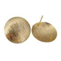 Латунный компонент для сережек, Латунь, Плоская круглая форма, плакированный настоящим золотом, с обручом 0.8mm, отверстие:Приблизительно 2mm, продается PC