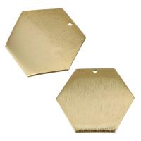 Brass Earring Drop Component, Hexagon, real gold plated, with loop Approx 1mm 