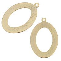 Brass Jewelry Pendants, Flat Oval, real gold plated Approx 1.5mm 