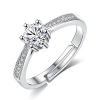 Zirkonia Messing Finger Ring, platiniert, für Frau & mit kubischem Zirkonia & mit Strass, frei von Nickel, Blei & Kadmium, Größe:7, verkauft von PC