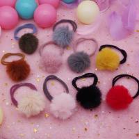Ponytail Holder, Cloth, with Rubber Band, with fluffy ball & for woman 50mm 