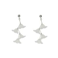 925 Sterling Silver Drop Earring, with Resin, Flower, platinum plated, for woman, 25mm 
