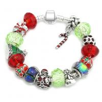 Zinc Alloy European Bracelet, with Crystal & Lampwork, silver color plated & snake chain & for woman & enamel 