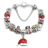 Zinc Alloy European Bracelet, with Rhinestone Clay Pave, silver color plated & snake chain & for woman & enamel 