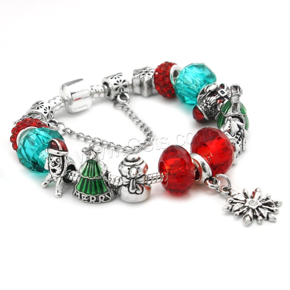 Zinc Alloy European Bracelet, with Lampwork, silver color plated, different length for choice & snake chain & for woman & enamel, Sold By Strand