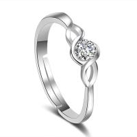 Cubic Zircon Brass Finger Ring, platinum plated, for woman & with cubic zirconia, nickel, lead & cadmium free, US Ring 
