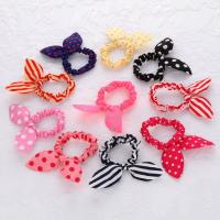 Bunny Ears Hair Scrunchies, Cloth, with Rubber Band, Girl, mixed colors, 55mm 