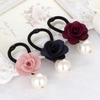Ponytail Holder, Cloth, with Plastic Pearl, for woman 