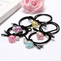 Ponytail Holder, Cloth, with PC Plastic & Rhinestone Clay Pave Bead, for woman 50mm 