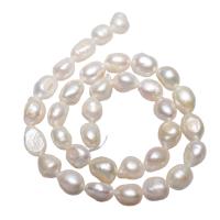 Barock kultivierten Süßwassersee Perlen, Natürliche kultivierte Süßwasserperlen, natürlich, weiß, 10-11mm, Bohrung:ca. 0.8mm, Länge:ca. 14.5 ZollInch, verkauft von Strang