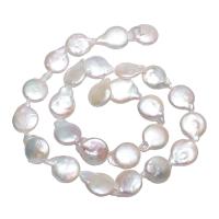 Perles de culture d'eau douce Keishi, perle d'eau douce cultivée, Plat rond, naturel, blanc, 13-14mm Environ 0.8mm Environ 15 pouce, Vendu par brin