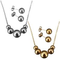 Fashion Stainless Steel Jewelry Sets, earring & necklace, with 2Inch extender chain, plated, oval chain & for woman 1.5mm Approx 18 Inch 