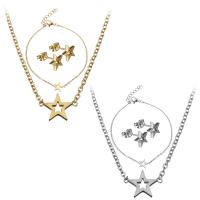 Fashion Stainless Steel Jewelry Sets, bracelet & earring & necklace, with 2Inch,  1Inch extender chain, Star, plated, oval chain & for woman 1.5mm 1.5mm Approx 17 Inch, Approx  7 Inch 